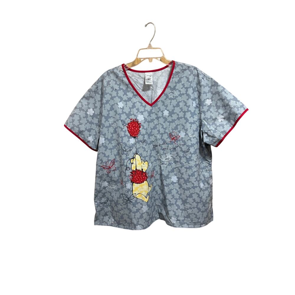 Disney’s Winnie The Pooh Scrub Top Short Sleeve Pockets Disney Women's 2XL
